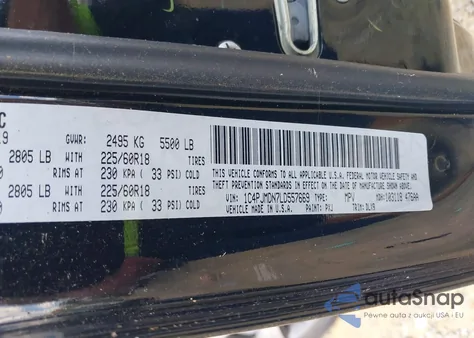 2020 Jeep Cherokee Limited 4X4 from USA, damaged, VIN 1C4PJMDN7LD557669